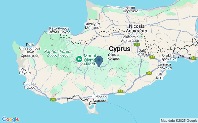 Kaart met locatie Nationale Park Troodos